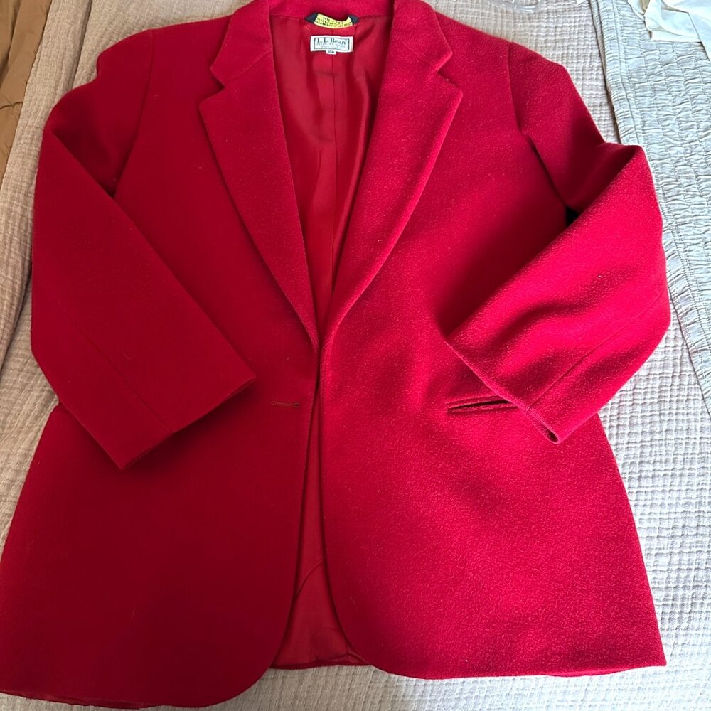 Vtg LL Bean Blazer Womens 10 Wool Cashmere Jacket Classic Red Grannycore Academy